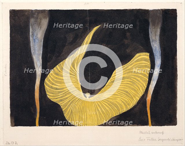 Loïe Fuller in the Dance The Archangel, 1902. Artist: Moser, Koloman (1868-1918)