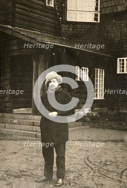 Russian author Leonid Andreyev at his house in Vammelsuu (Serovo), early 20th century. Artist: Karl Karlovich Bulla