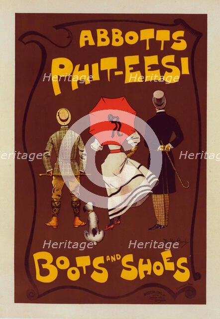 Affiche anglaise pour la fabrique de chaussures (Bottes et Souliers) "Abbots Phit-Eesi", c1897. Creator: Dudley Hardy.