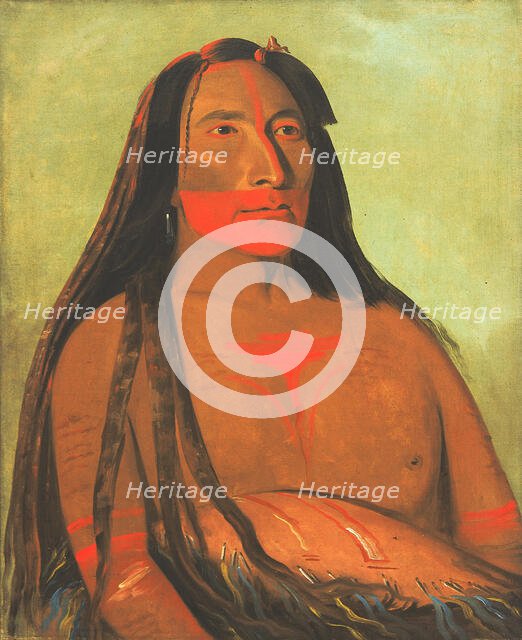 Máh-to-tóh-pa, Four Bears, Second Chief in Mourning, 1832. Creator: George Catlin.