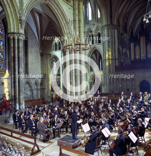 The Halle Orchestra in a performance at Lincoln Cathedral, Lincolnshire, 1973. Artist: Michael Walters