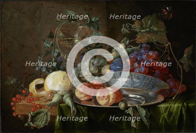 Still life with fruit and a glass à la façon de Venise, ca 1652. Creator: Heem, Jan Davidsz. de (1606-1684).