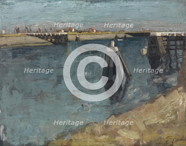 The Entrance of the Harbour at Zeebruges, c1920s. Creator: Alphonse Vermeylen.