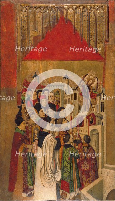 Apparition of Saint Michael at the Castle of Sant'Angelo. Artist: Huguet, Jaume (1412-1492)