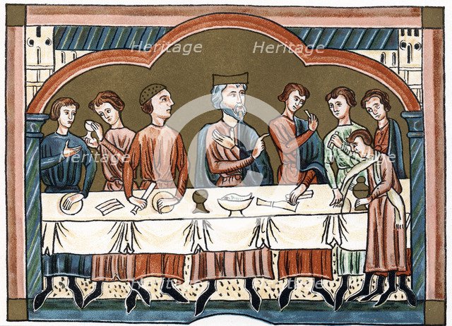 A Plantagenet king of England dining. Artist: Unknown
