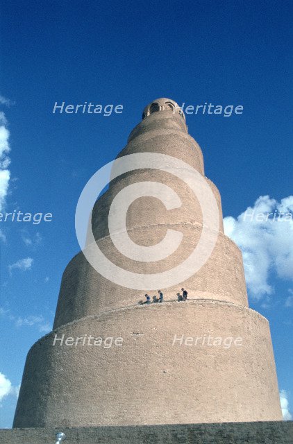 Minaret of the Great Mosque, Samarra, Iraq, 1977. This great spiral minaret was built in the mid 9th century by the Abbasid Caliph Al-Mutawakkil.
