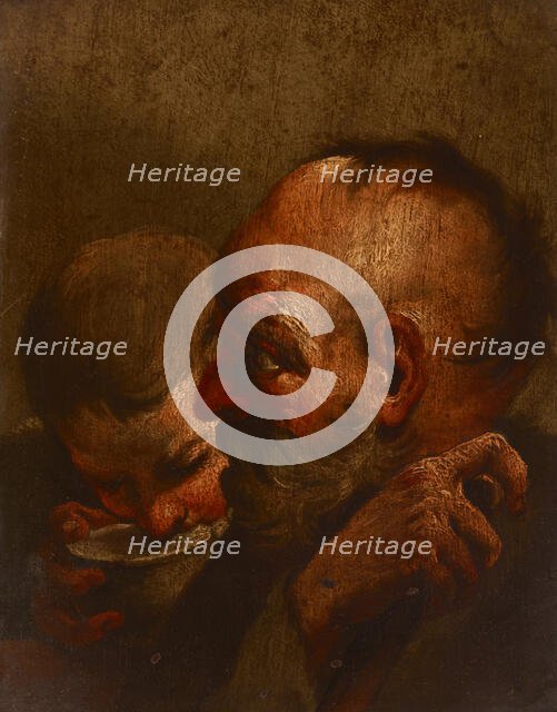 Heads of an Old Man and a Youth, 18th century. Creator: Unknown.