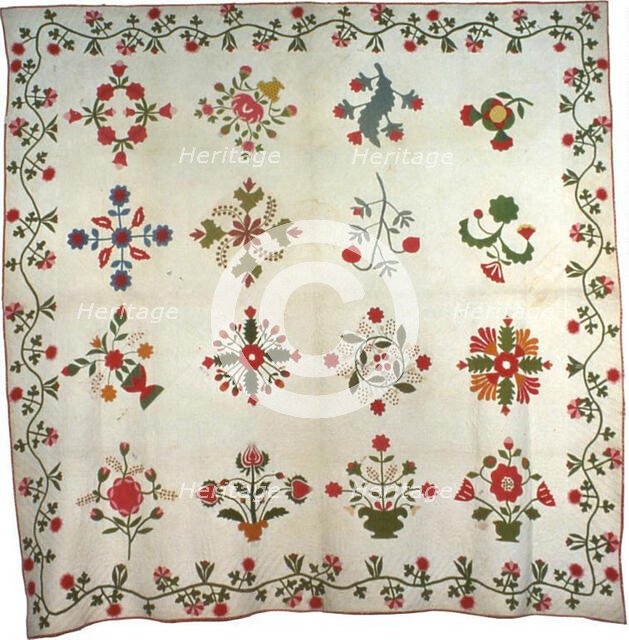 Bedcover (Album Quilt), Pennsylvania, 1857. Creator: Unknown.