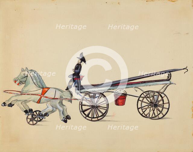 Toy Hook and Ladder, with Two Horses, c. 1936. Creator: Mina Lowry.