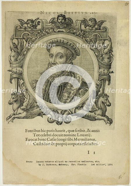 Portrait of Nicolaus Biesius, published 1574. Creators: Unknown, Johannes Sambucus.
