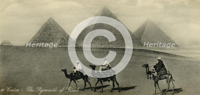 'Cairo: The Pyramids of Gizeh', c1918-c1939. Creator: Unknown.