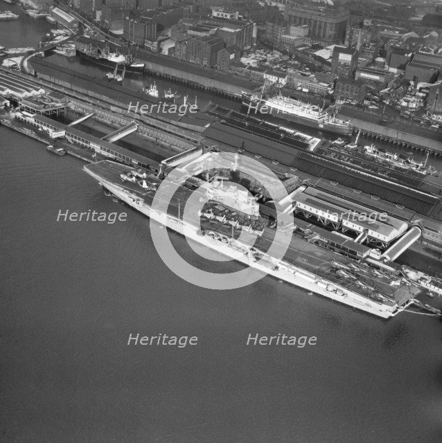 HMS 'Centaur' docked in Liverpool, Merseyside, 1963. Artist: Langridge.