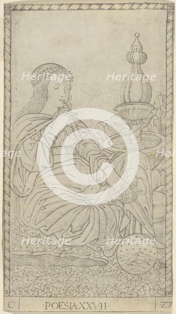 Poetry, plate 27 from Arts and Sciences, c.1465. Creator: Unknown.