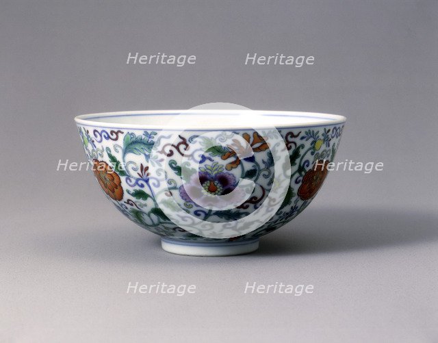 Doucai bowl with floral decoration, Yongzheng period, Qing dynasty, China, 1723-1735. Artist: Unknown