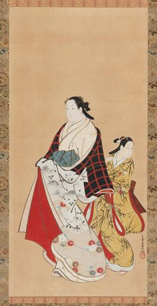 Yujo and her understudy (kamuro), 18th century. Creator: Miyagawa Choshun.