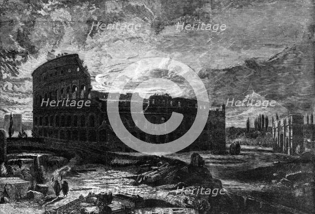 "The Coliseum, Rome", by F.L. Bridell in the Royal Academy Exhibition, 1860. Creator: Thomas Gilks.