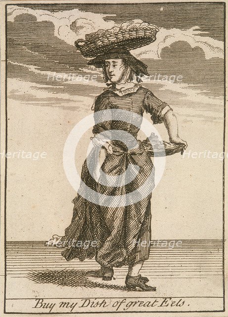 'Buy my Dish of great Eels', Cries of London, (c1688?). Artist: Anon