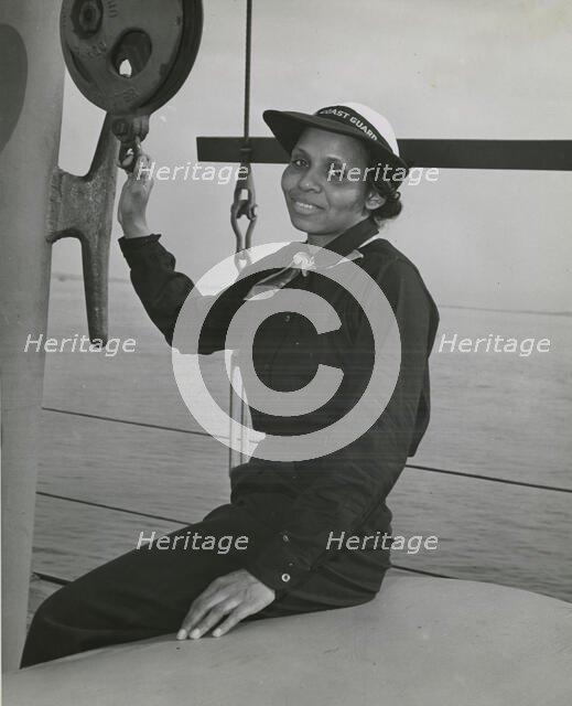 SPAR Olivia J. Hooker, of Columbus, Ohio, at the U.S. Coast Guard Training Station..., ca.1945. Creator: United States Coast Guard.