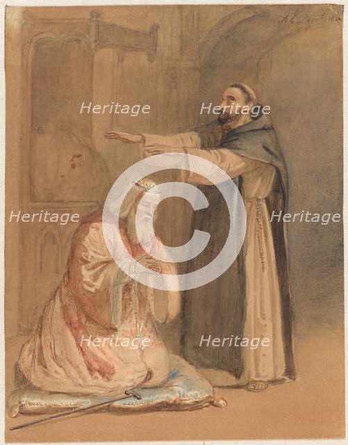 The Blessing of a King by a Monk, 1860. Creator: Ferdinand Ernst Lintz.