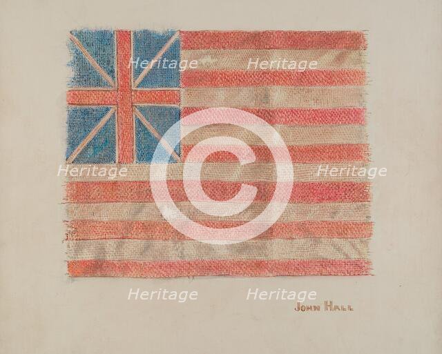 Miniature Revolutionary Flag, c. 1940. Creator: John Hall.
