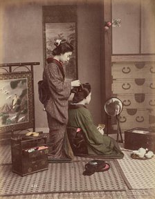 Hair Dressing, 1870s-1890s. Creator: Kusakabe Kimbei.