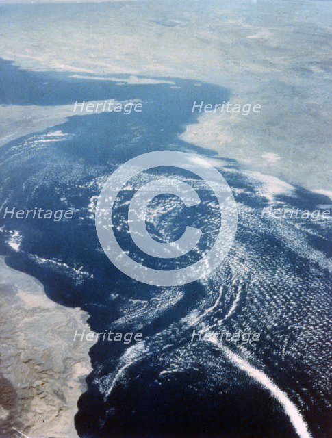 Earth from space - the Gulf of Oman and Strait of Hormuz, second Space Shuttle flight, 1981. Creator: NASA.