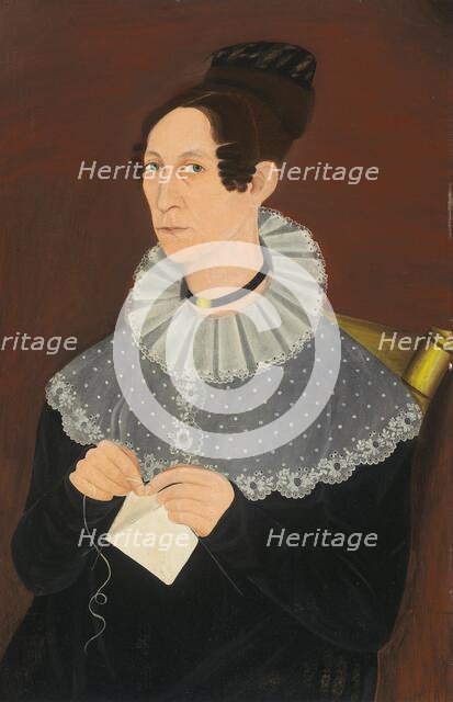 Probably Sarah Cook Arnold Knitting, c. 1830. Creator: Unknown.