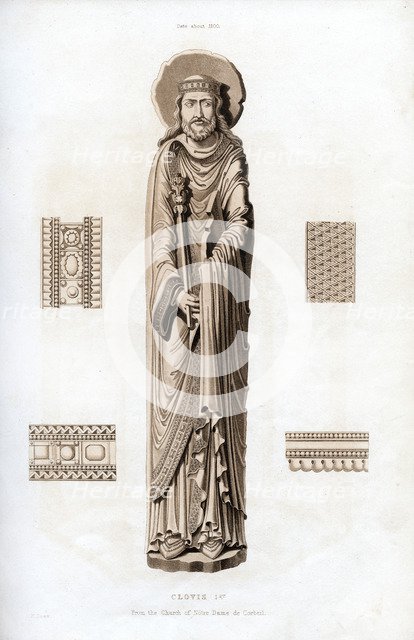 King Clovis I, c1100, (1843).Artist: Henry Shaw