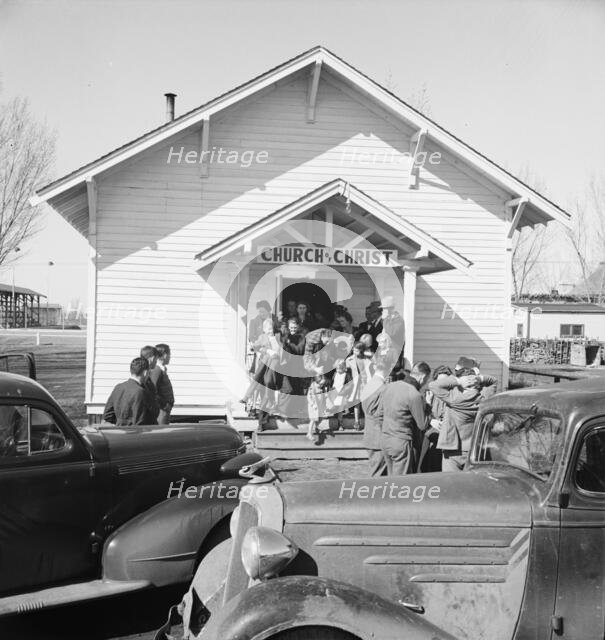 Sunday morning service, Tranquillity, California, 1938. Creator: Dorothea Lange.