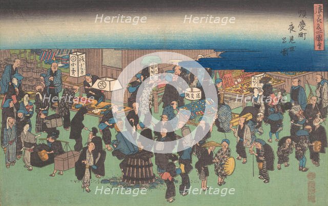 Junkei machi Yomise no Zu, ca. 1828., ca. 1828. Creator: Ando Hiroshige.