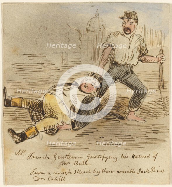 French Gentleman Gratifying His Hatred of Mr. Bull..., n.d. Creator: John Leech.