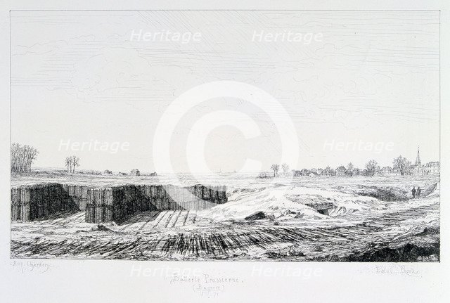 Prussian battery, Siege of Paris, 1870-1871. Artist: Paul Roux