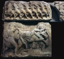 Frieze of Greek warriors in battle, 5th century BC. Artist: Unknown