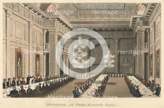 'Dr Syntax at Free Mason's Hall', 1820. Artist: Thomas Rowlandson.