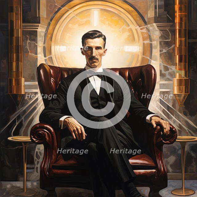AI Image - Portrait of Nikola Tesla, c1900s, (2023). Creator: Heritage Images.