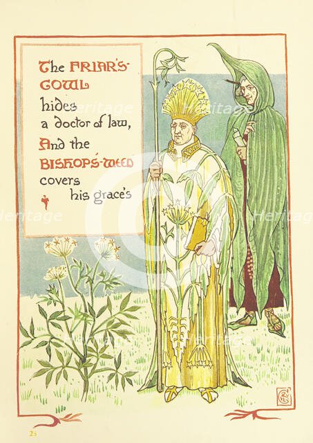 The Friar's Cowl hides a doctor of law, And the Bishop's-Weed covers his grace's, 1899. Creator: Walter Crane.