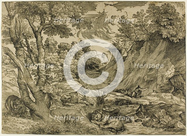 Saint Jerome in the Wilderness, 1525-30. Creator: Nicolo Boldrini.