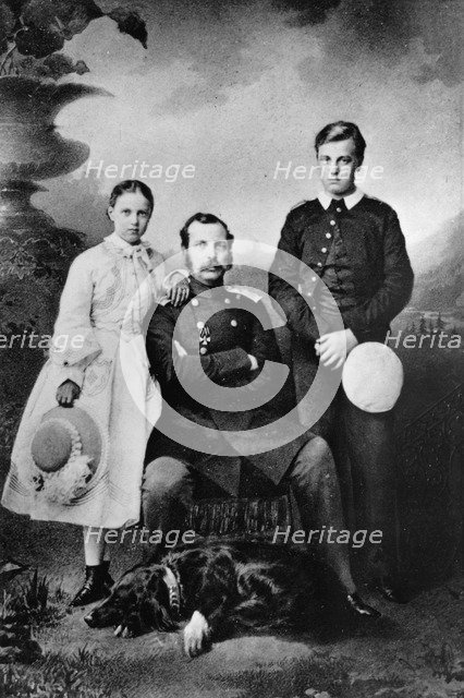 Tsar Alexander II of Russia with his daughter Maria and son Alexei, 1863. Artist: Ivan Fyodorovich Alexandrovsky