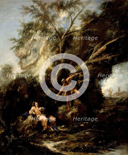 Landscape with the Temptation of Christ, c1715. Creator: Antonio Francesco Peruzzini.