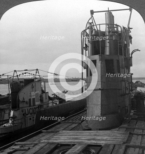 Conning tower of a mine-laying German U-boat, World War I, 1914-1918.Artist: Realistic Travels Publishers