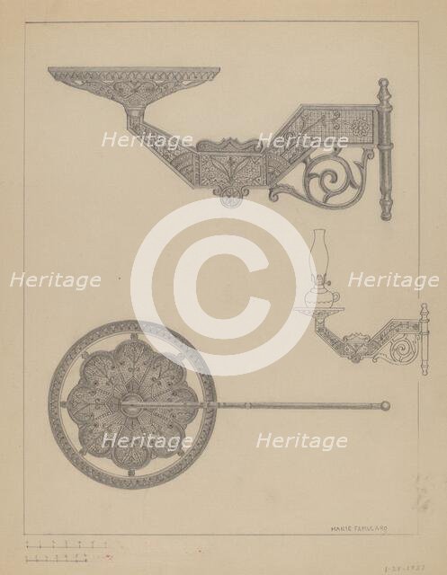Lamp Bracket, 1937. Creator: Marie Famularo.