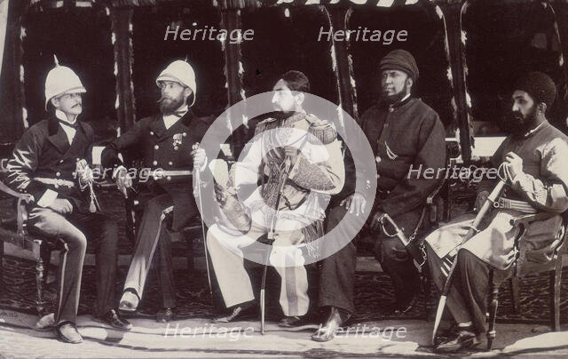 The Amir of Afghanistan with officials, Gandamak, Afghanistan, May 1879. Creator: John Burke.