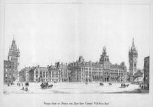 Strand front of design for new law courts, 1867. Artist: E Wimbridge