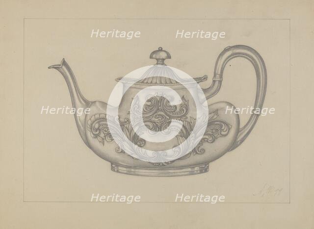 Silver Teapot, 1935/1942. Creator: Arthur Wegg.