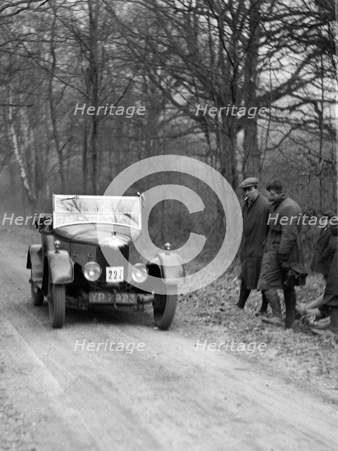AC tourer competing in the Sunbeam Motor Car Club Bognor Trial, 1929. Artist: Bill Brunell.