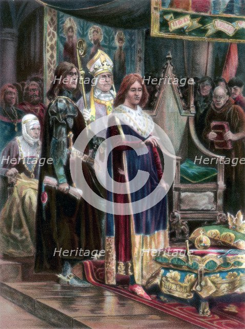 The investiture of Edward III with the Pallium, Westminster, Candlemas Day, 1327, (1902). Artist: Unknown