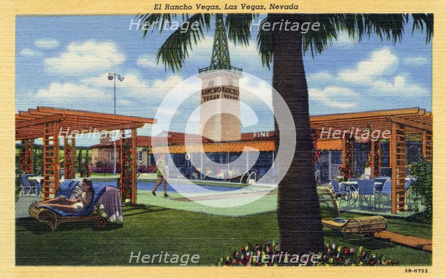 'El Rancho Vegas, Las Vegas, Nevada', postcard, 1943. Artist: Unknown