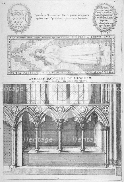 Tomb of Sir Ralph de Hengham in old St Paul's Cathedral, City of London, 1656. Artist: Wenceslaus Hollar