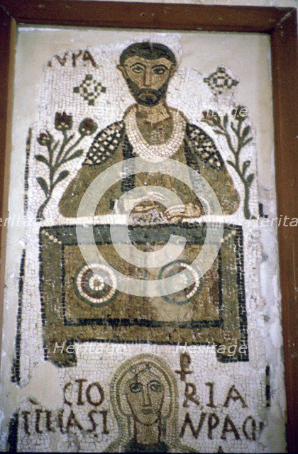 Mosaic of a man writing at a desk, 4th century. Artist: Unknown