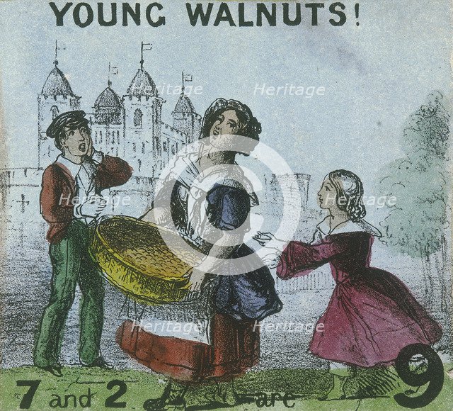 'Young Walnuts!', Cries of London, c1840. Artist: TH Jones